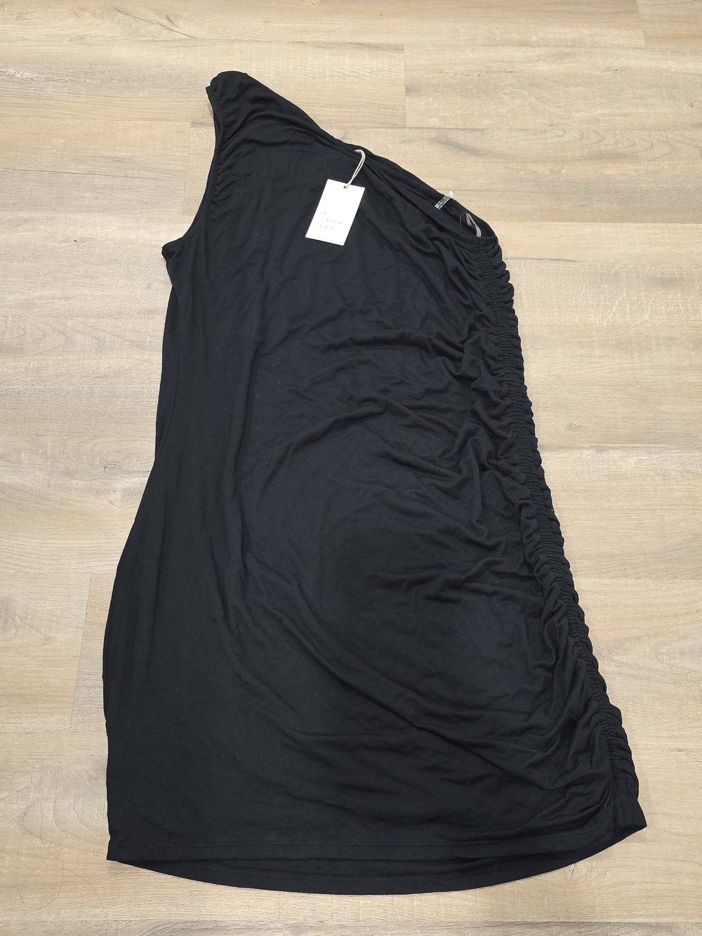 a new day Black One-Shoulder Ruched Side Dress